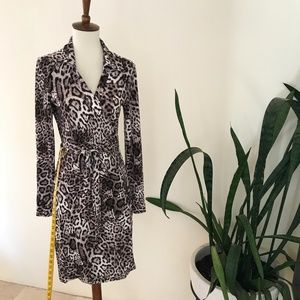 Calvin Klein Cheetah Wrap Dress